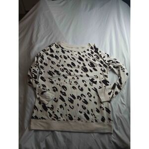 Wonderly Studio Sweatshirt Womens Medium White Cow Print Crew Neck Pullover
